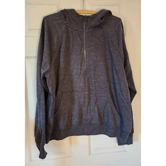 Members Mark Women's Ribbed Half Zip Hoodie Kangaroo Pocket Grey Size XXL - Picture 1 of 9